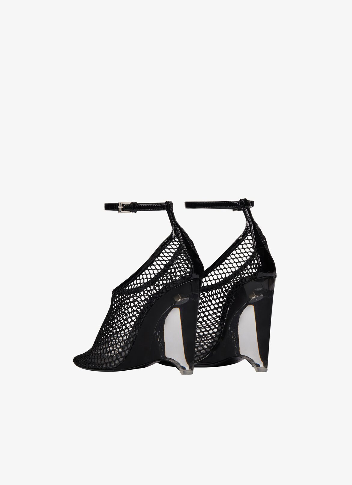 LA CAGE WEDGE PUMPS in fishnet ALAÏA BLACK LA CAGE WEDGE PUMPS IN FISHNET